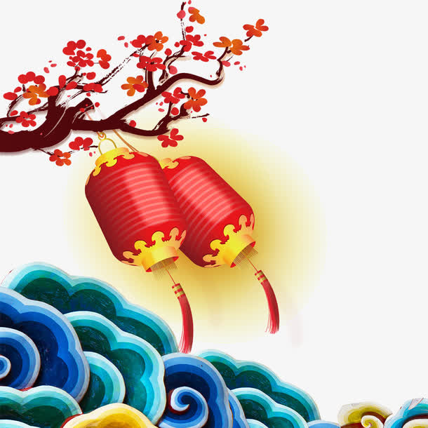 春节海报装饰灯笼免抠