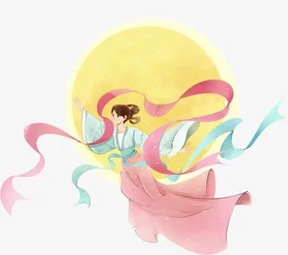 中秋节古风人物嫦娥奔月免抠