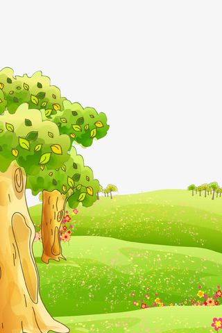 绿色卡通创意春游插画免抠