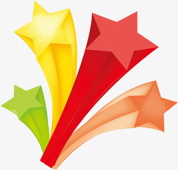 立体五角星夏天免抠