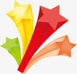 立体五角星夏天免抠