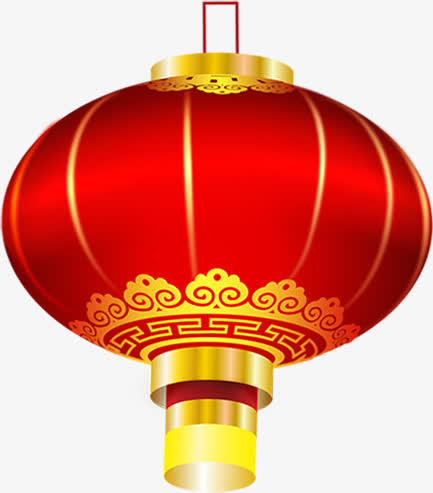 手绘红色渐变新年灯笼免抠