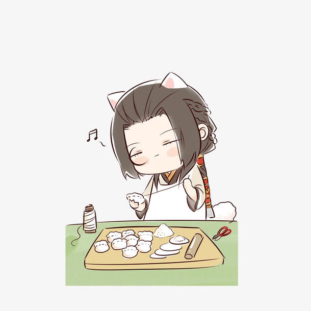 卡通手绘包饺子免抠
