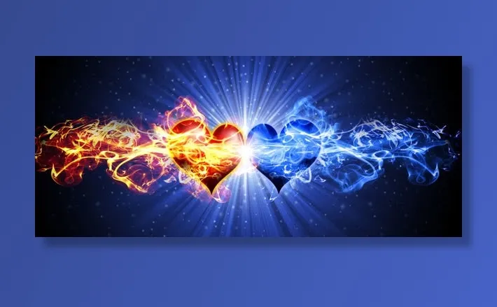 炫酷火焰心形蓝色背景高清图片免抠