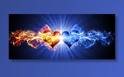 炫酷火焰心形蓝色背景高清图片免抠