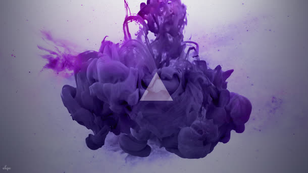 紫色梦幻水墨喷绘免抠