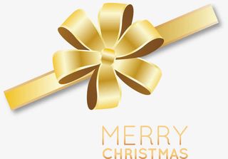 矢量手绘金色蝴蝶结免抠