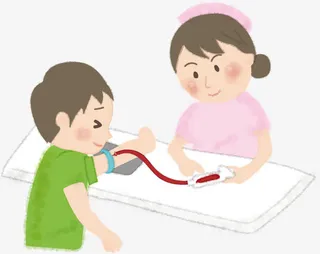 手绘男孩就医美丽女护士免抠