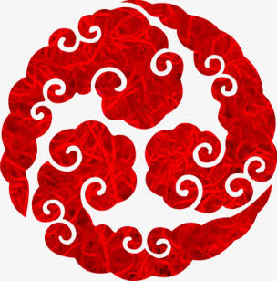 红色优美中式花纹云朵祥云免抠