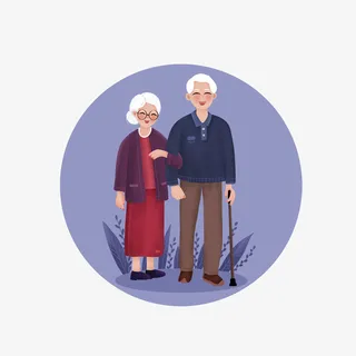 手绘卡通重阳节老人装饰素材免抠