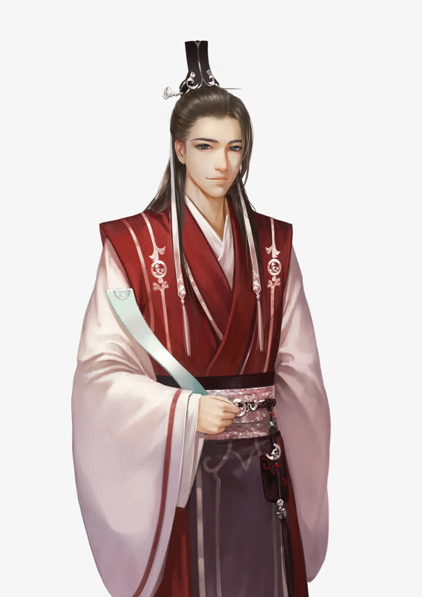 红衣大臣古风手绘免抠