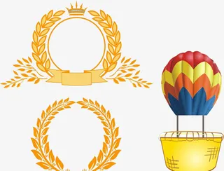 麦穗装饰和热气球免抠