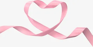 红色母亲节爱心绸带免抠