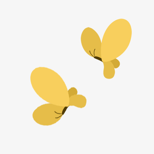 黄色蝴蝶手绘插画免抠
