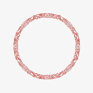 红色古风古典圆圈免抠
