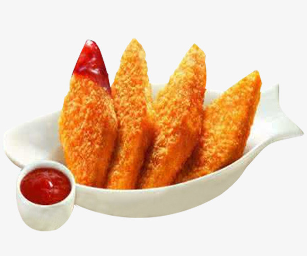 鱼型盘子里的食物鱼排免抠