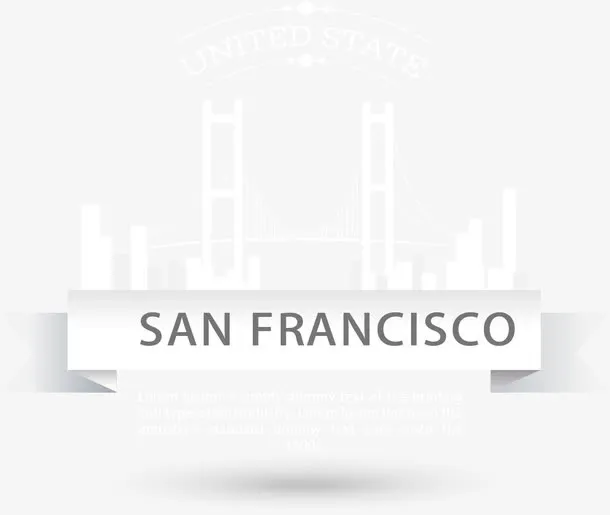 旧金山金门大桥标签矢量图免抠