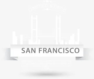 旧金山金门大桥标签矢量图免抠