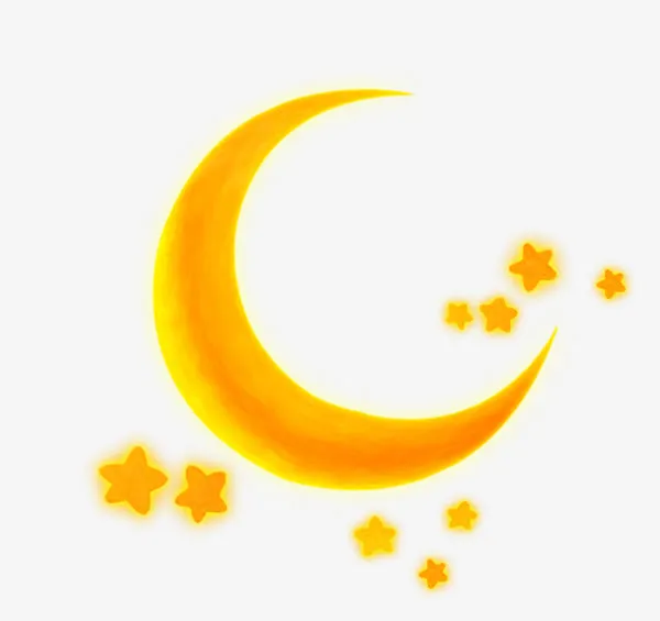 手绘金黄色月亮免抠