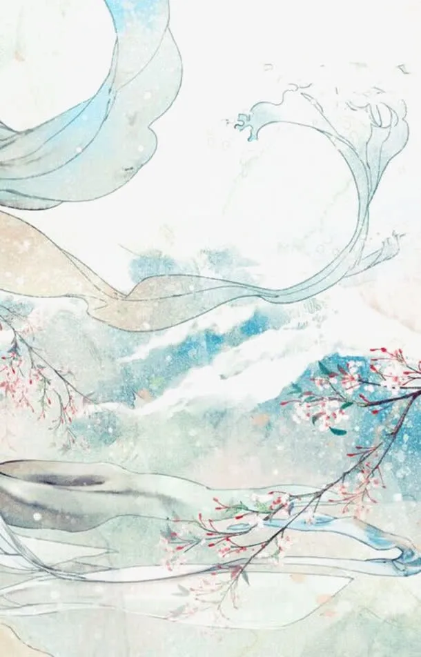 蓝色插画免抠