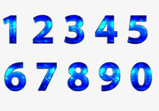 蓝色冰块数字PNG免抠
