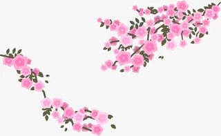 卡通手绘春天桃花装饰免抠