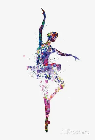 炫彩水墨芭蕾女孩免抠