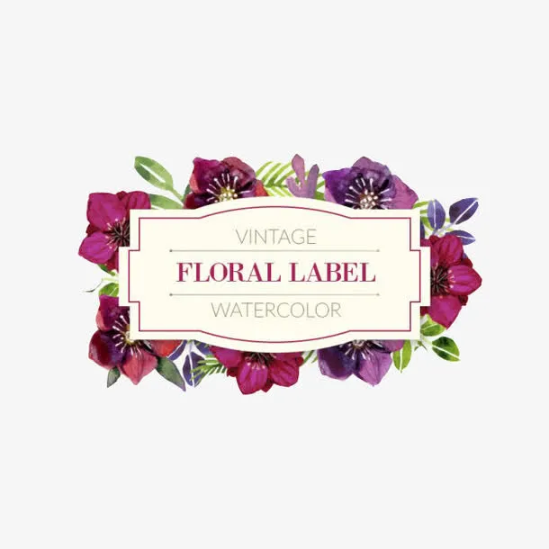 紫色花边边框免抠