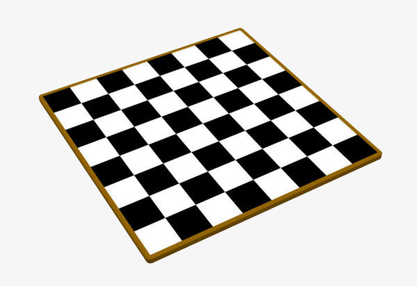 手绘黑白几何棋盘免抠