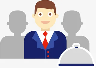 微笑扁平卡通服务生免抠