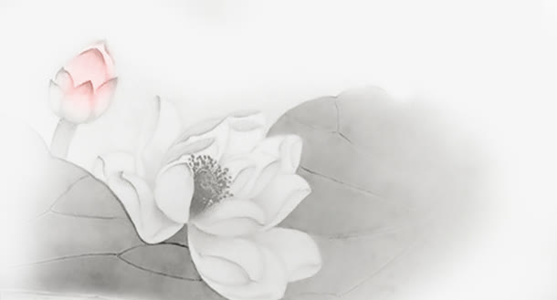 古典水墨莲花创意免抠