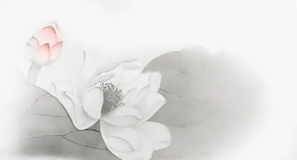 古典水墨莲花创意免抠