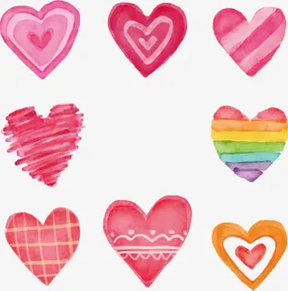 情人节可爱水彩手绘爱心免抠