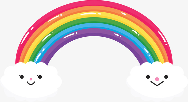 卡通云朵美丽彩虹免抠