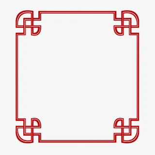 中国古风红色边框扇形角免抠