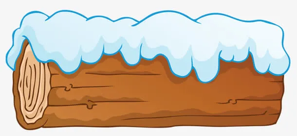 积雪的木头块免抠