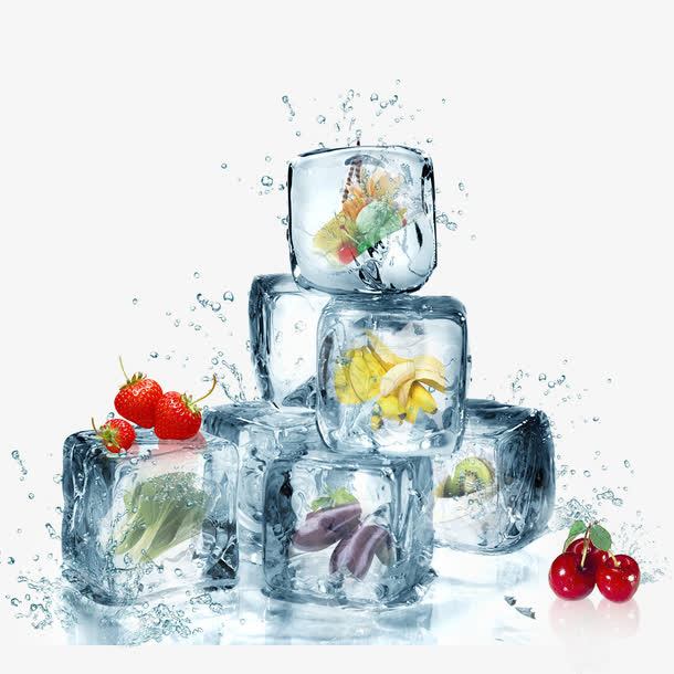 水果保鲜冰粒免抠