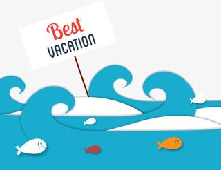 卡通夏日扁平海浪免抠