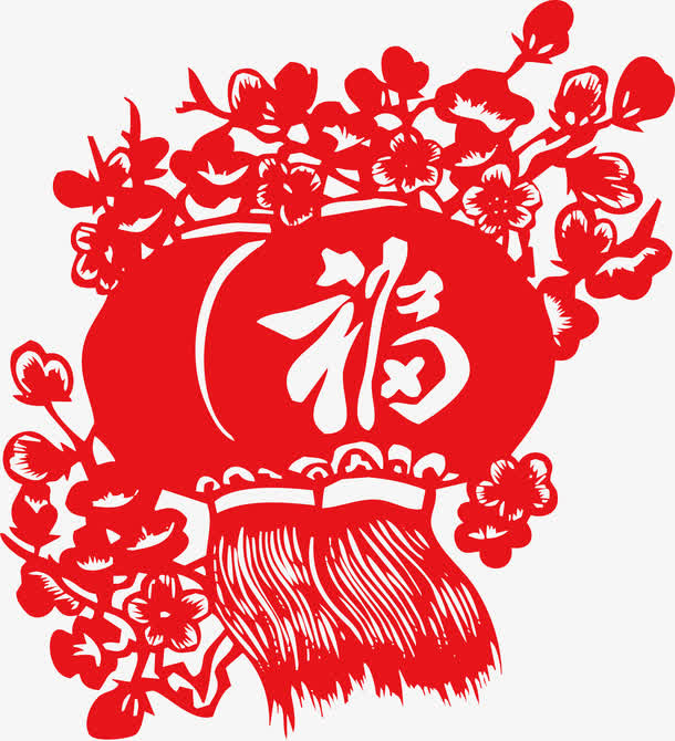 灯笼福剪纸免抠