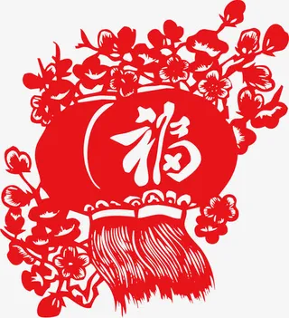 灯笼福剪纸免抠