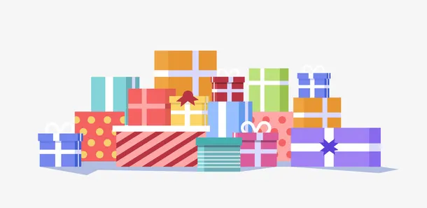 一堆彩色礼品盒矢量图免抠