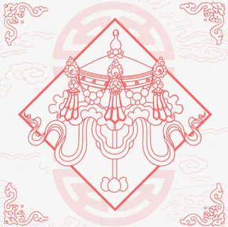 中国风红色底纹免抠