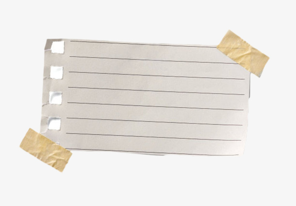 用胶带粘贴着的白色纸张免抠