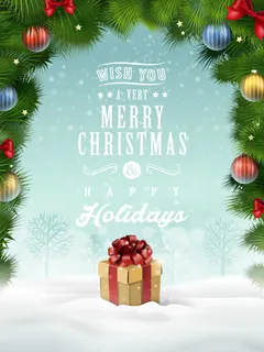 圣诞节绿松枝彩球免抠