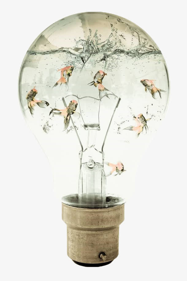 灯泡里面的水墨鱼免抠