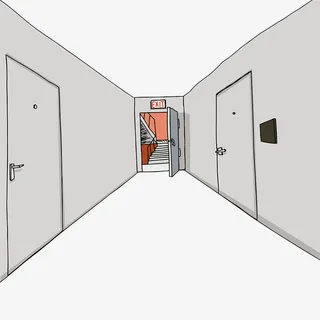 室内设计插图远看楼梯间免抠