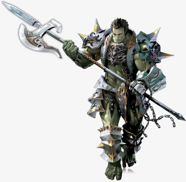 长斧游戏人物形象免抠手绘/卡通手绘元素