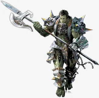 长斧游戏人物形象免抠手绘/卡通手绘元素