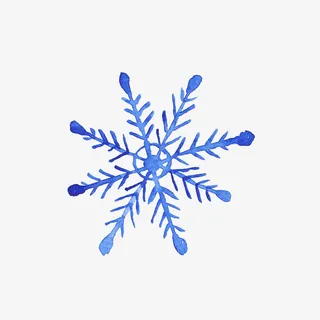 手绘蓝色雪花免抠