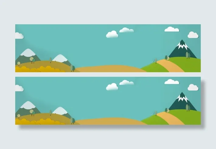 扁平式山丘背景banner设计